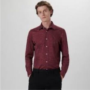 C20 Bugatchi Uomo Men's Burgundy Shirt Long‎ Sleeve Tee